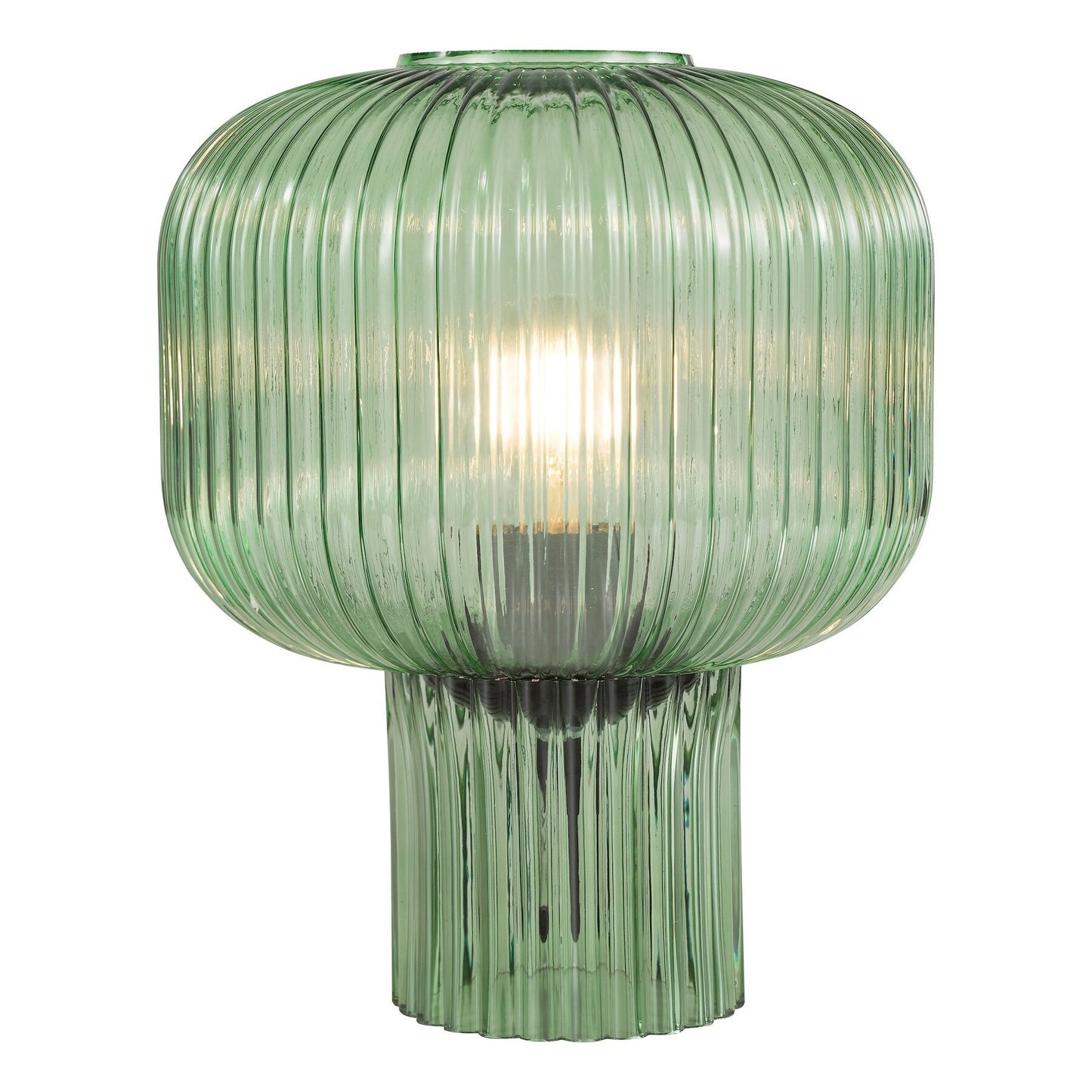 Dar Lighting Demarius Green Ribbed Glass Table Lamp