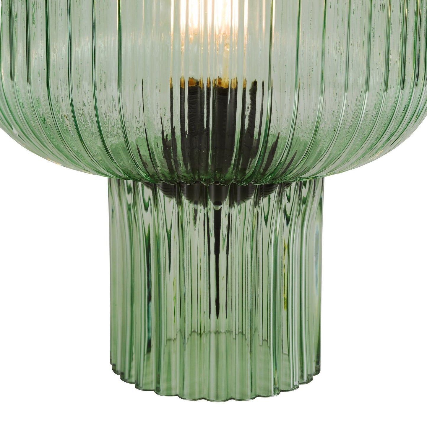 Dar Lighting Demarius Green Ribbed Glass Table Lamp