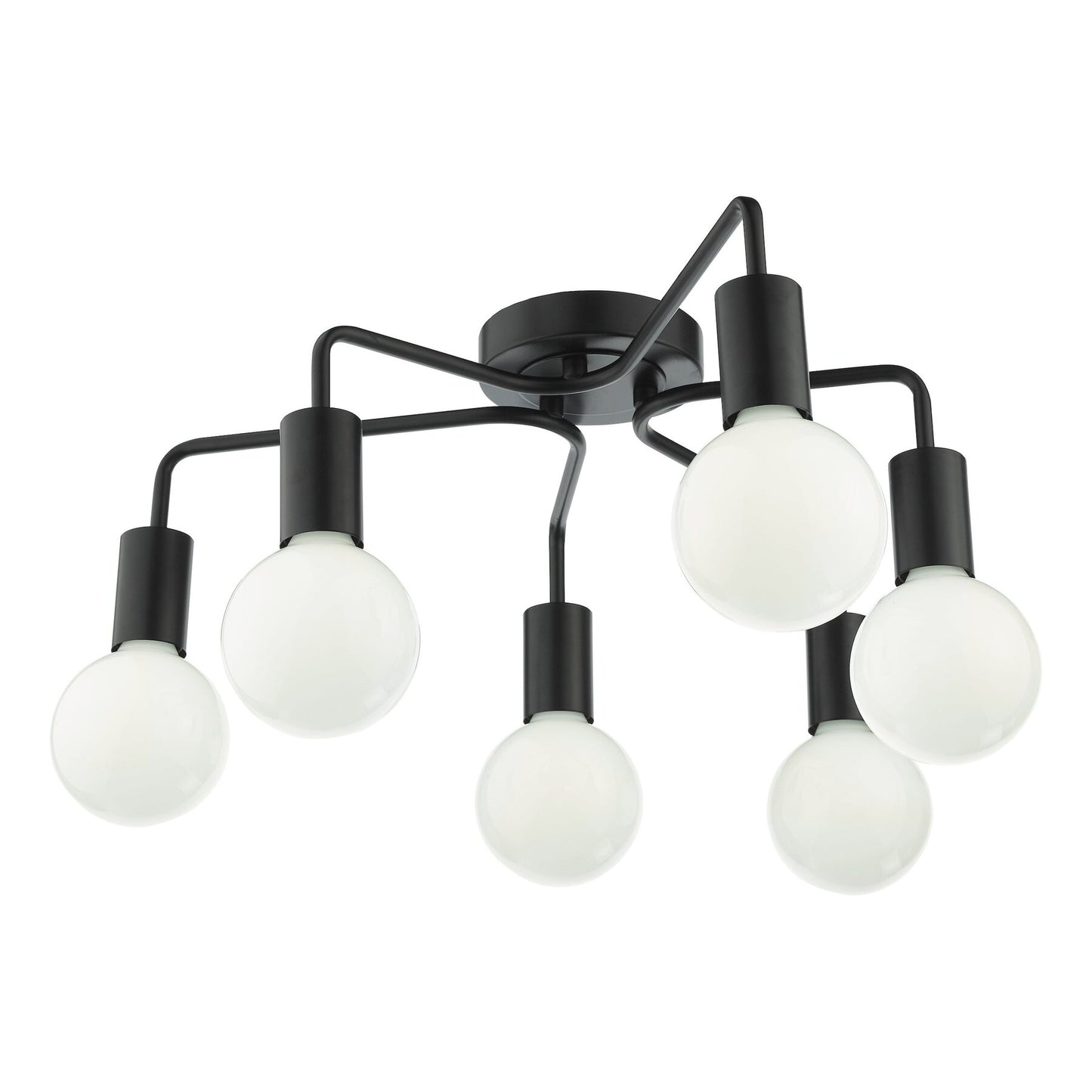 Dar Lighting Dena 6 Light Matt Black Semi-Flush
