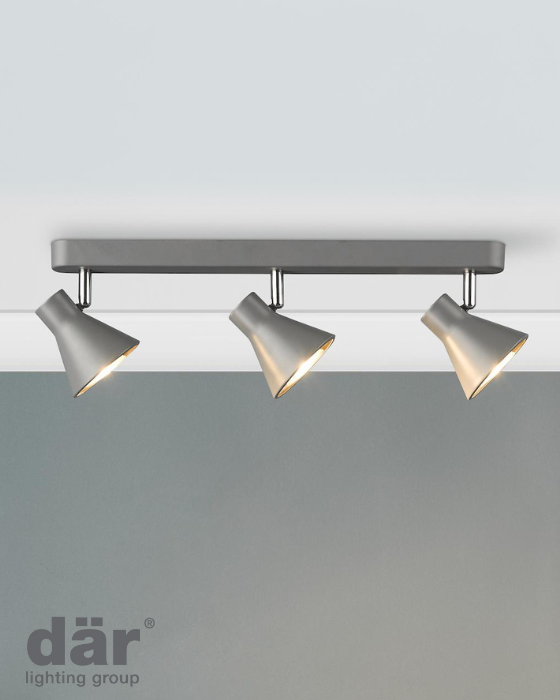 Dar Lighting Diza 3 Light Matt Grey Bar Spotlight