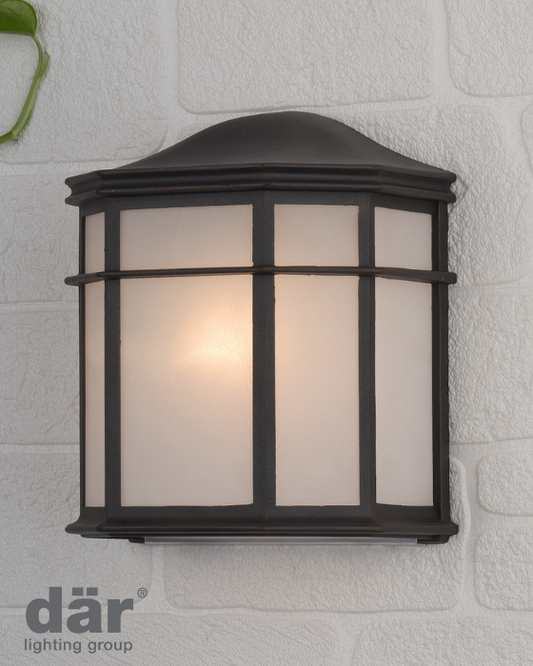 Dar Lighting Dulbecco Outdoor IP44 Black Opal Acrylic Wall Light