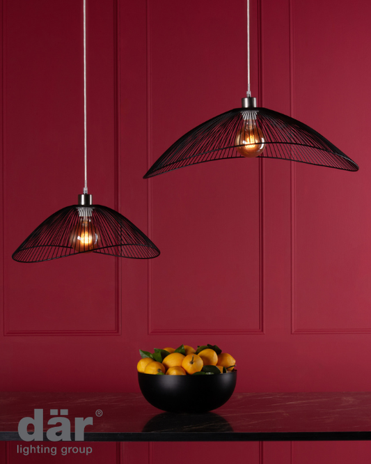 Dar Lighting Onza Black Easy Fit Wire Pendants (Twin Pack)