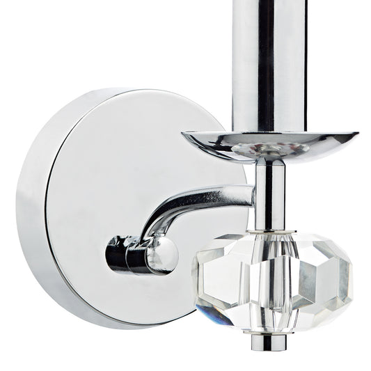 Dar lighting chrome wall-mounted fixture with crystal accent on a white background