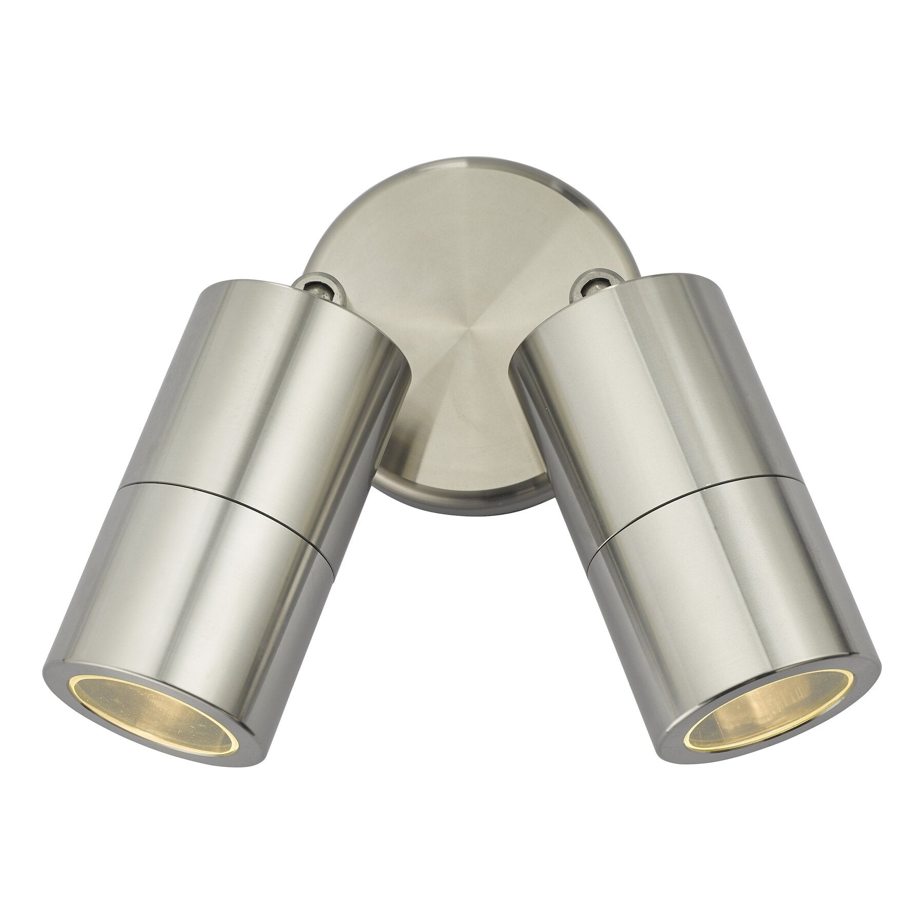 Metallic outdoor dar lighitng wall light fixture on a white background