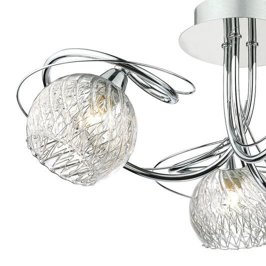 Modern dar lighting ceiling light fixture with glass shades on a white background
