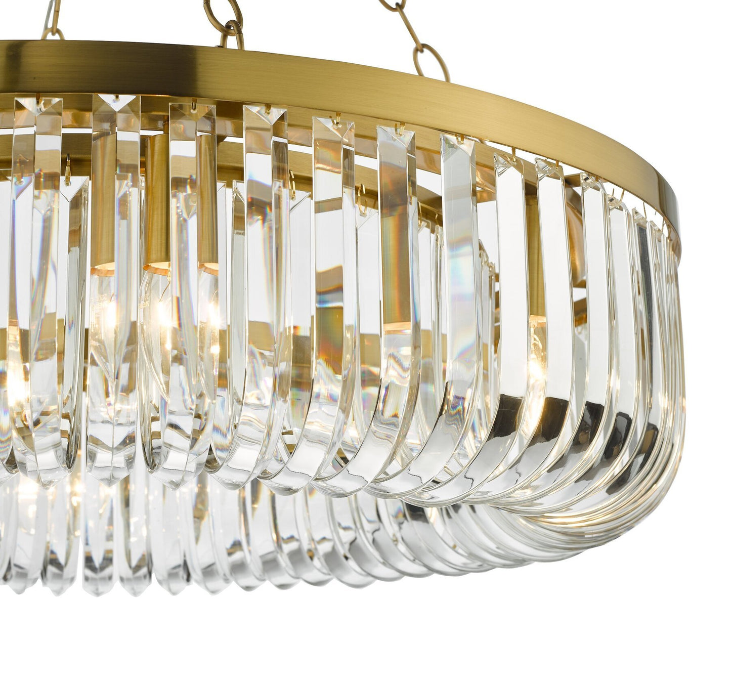 Dar lighting gold and crystal chandelier on a white background
