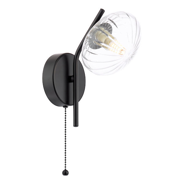 Dar Lighting Ede Matt Black & Glass Wall Light