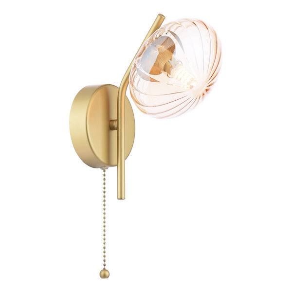 Dar Lighting Ede Satin Gold & Amber Glass Wall Light