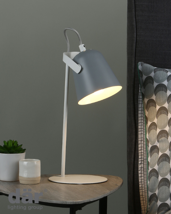 Dar Lighting Effie Soft Matt Grey & White Table Lamp