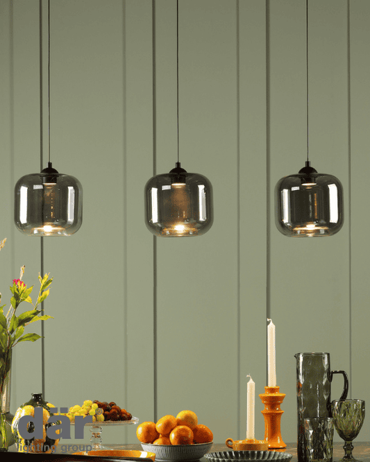 Dar Lighting Eileen 3 Light Matt Black & Smoked Glass LED Bar Pendant