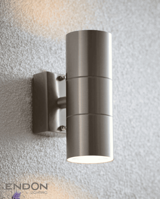 Endon Canon 2 Light Outdoor Stainless Steel Wall Light
