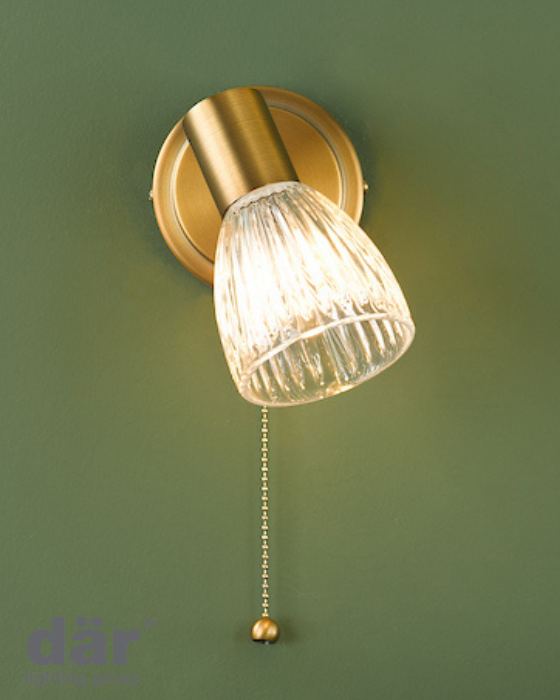 Dar Lighting Elron Antique Bronze & Ribbed Glass Single Spotlight
