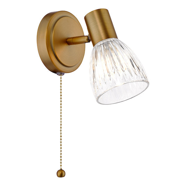 Dar Lighting Elron Antique Bronze & Ribbed Glass Single Spotlight