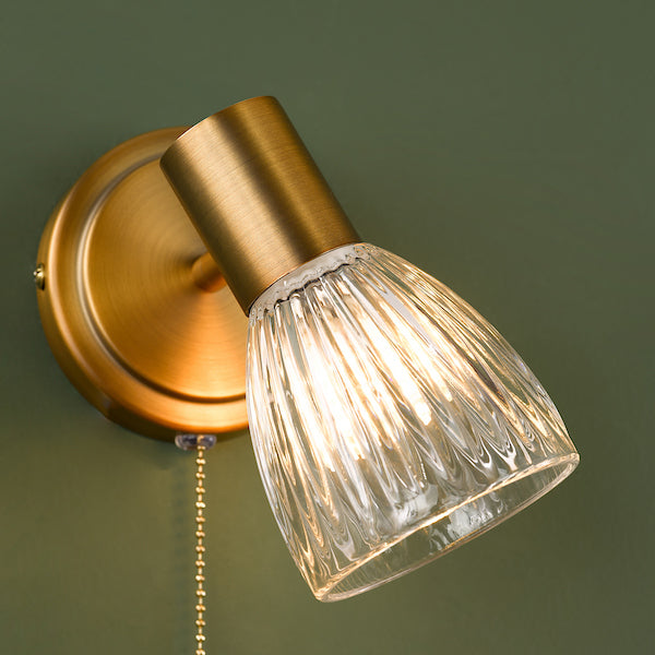 Dar Lighting Elron Antique Bronze & Ribbed Glass Single Spotlight