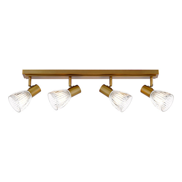 Dar Lighting Elron 4 Light Antique Bronze & Ribbed Glass Bar Spotlight