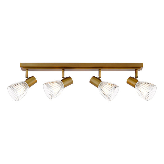 Dar Lighting Elron 4 Light Antique Bronze & Ribbed Glass Bar Spotlight