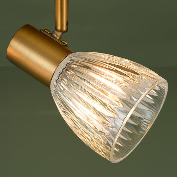 Dar Lighting Elron 4 Light Antique Bronze & Ribbed Glass Bar Spotlight
