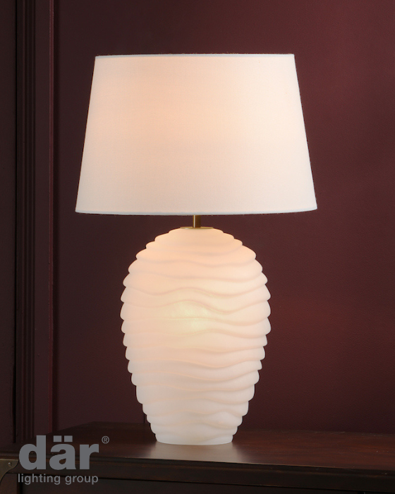 Dar Lighting Encara White Glass & Antique Bronze Dual Lit Table Lamp With Linen Shade