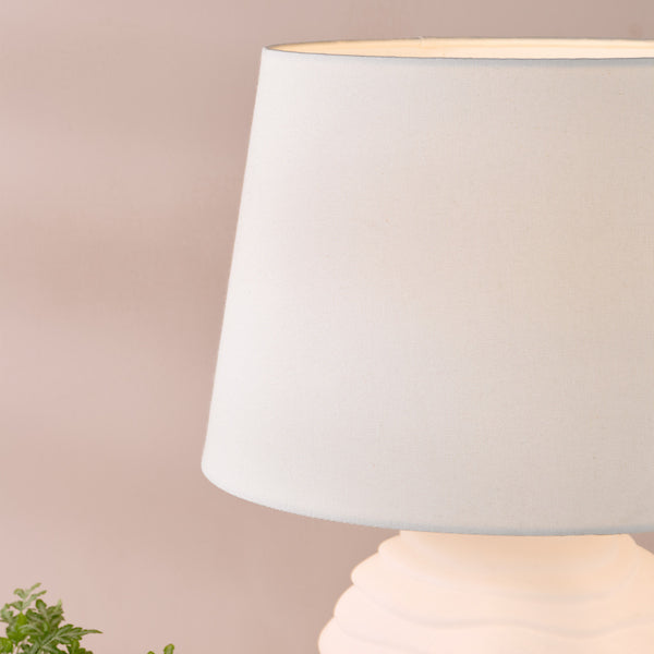 Dar Lighting Encara White Glass & Antique Bronze Dual Lit Table Lamp With Linen Shade