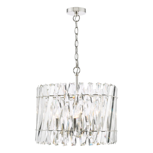 Dar Lighting Entwine 6 Light Polished Nickel & Crystal Pendant