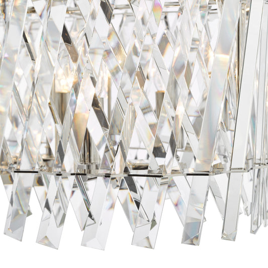 Dar Lighting Entwine 10 Light Polished Nickel & Crystal Bar Pendant