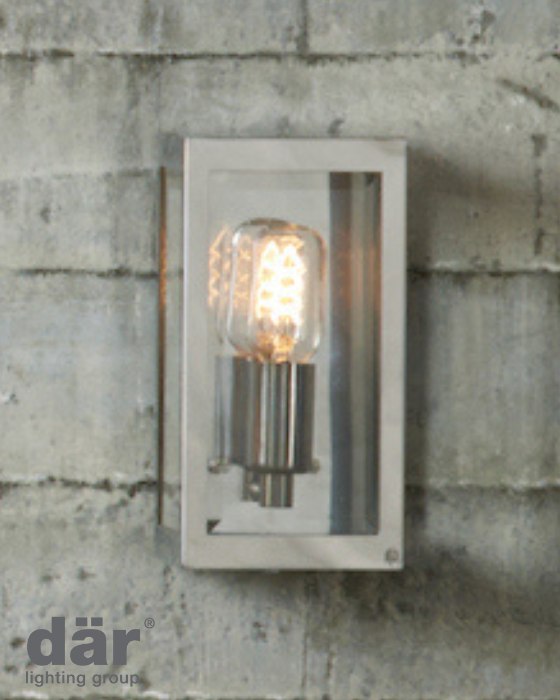 Dar Lighting Era Outdoor IP44 Stainless Steel Glass Wall Light