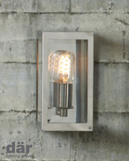 Dar Lighting Era Outdoor IP44 Stainless Steel Glass Wall Light
