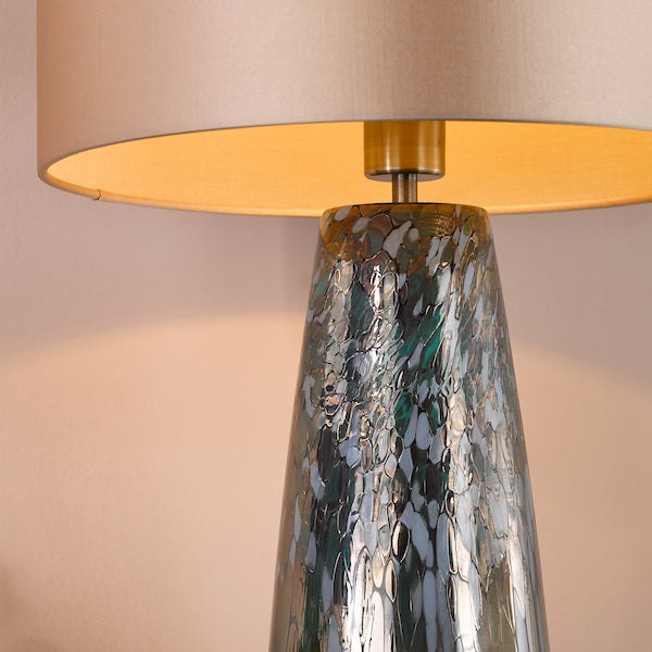 Dar Lighting Erdis Blue Art Glass & Antique Brass Table Lamp (Base Only)