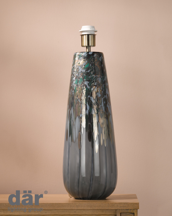 Dar Lighting Erdis Blue Art Glass & Antique Brass Table Lamp (Base Only)