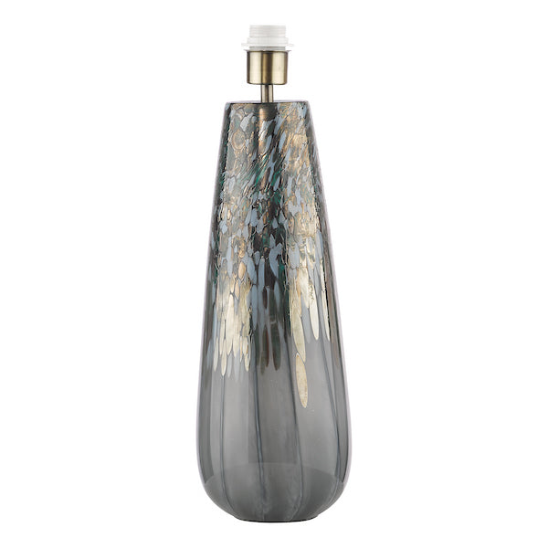 Dar Lighting Erdis Blue Art Glass & Antique Brass Table Lamp (Base Only)