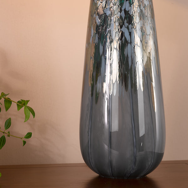 Dar Lighting Erdis Blue Art Glass & Antique Brass Table Lamp (Base Only)