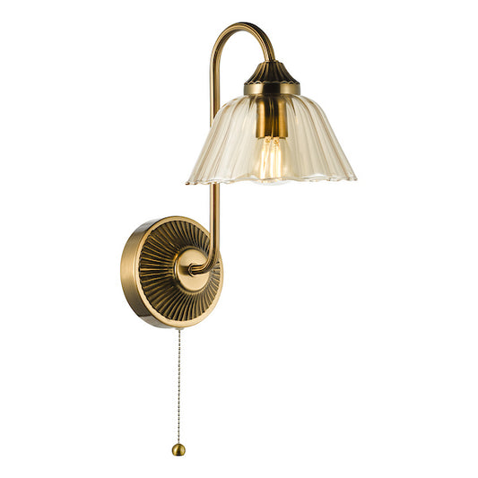 Dar Lighting Erika Antique Bronze & Amber Glass Wall Light