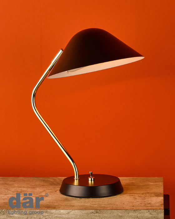 Dar Lighting Erna Polished Brass & Satin Black Task Table Lamp