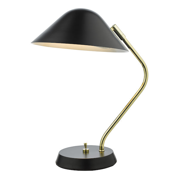 Dar Lighting Erna Polished Brass & Satin Black Task Table Lamp