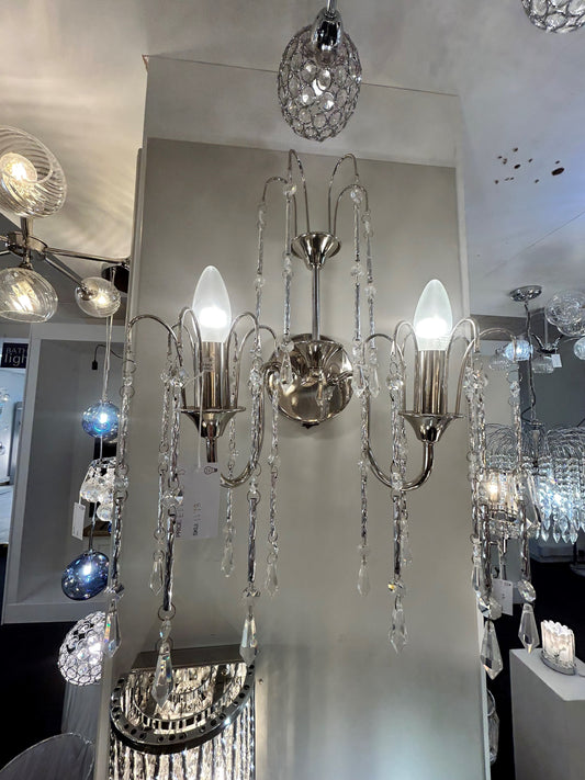 Dar Lighting Daniella Faceted Glass & Polished Chrome Double Wall Light