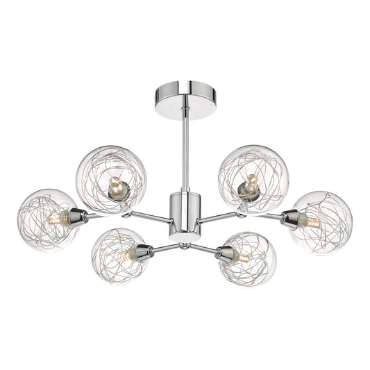 Dar Lighting modern chandelier with glass shades on a white background