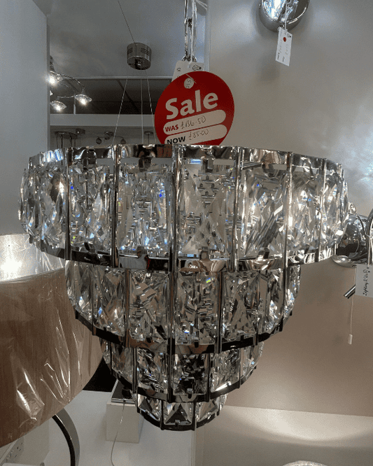 EX-DISPLAY Dar Lighting Cerys 1 Light 4 Tier Pendant Crystal & Silver