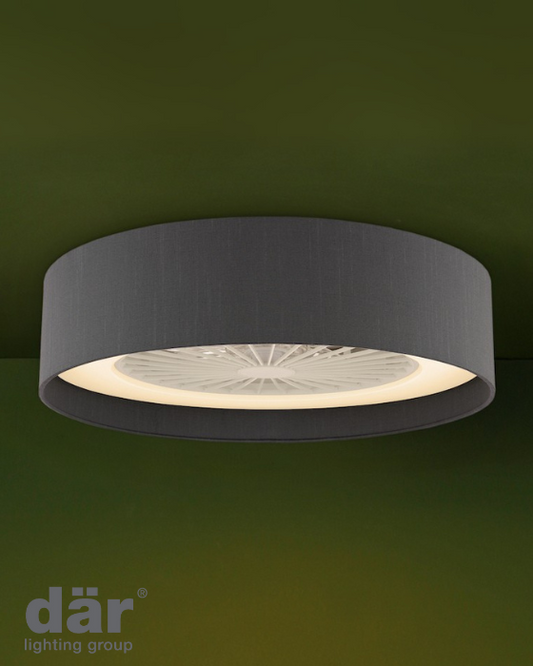 Dar Lighting White LED Fan Flush With Shade