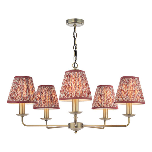 Dar Lighting Favian 5 Light Matt Bronze Pendant With Shade