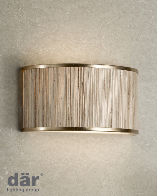 Dar Lighting Fenella 2 Light Gold Leaf & Seagrass Wall Light