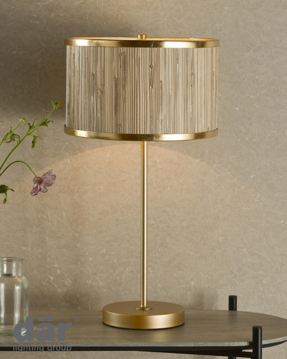 Dar Lighting Fenella Gold Leaf Table Lamp with Seagrass Shade