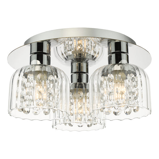 Dar Lighting Forseti 3 Light Bathroom IP44 Polished Chrome & Glass Flush