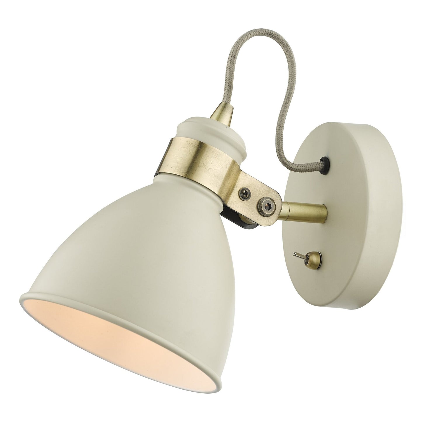 Dar Lighting Frederick Cream & Antique Brass Wall Spotlight