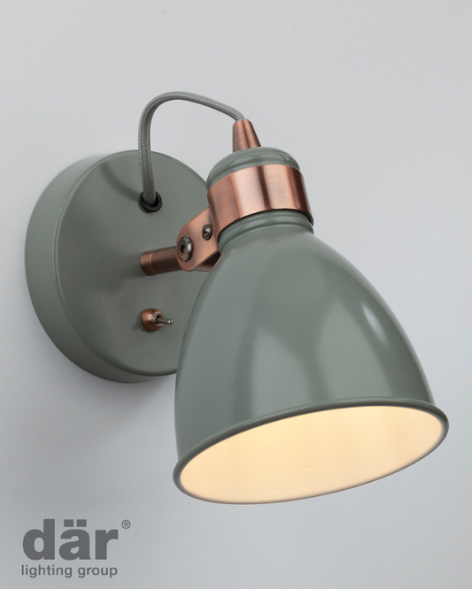 Dar Lighting Frederick Grey & Copper Wall Spotlight