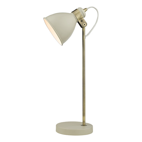 Dar Lighting Frederick Cream & Antique Brass Task Table Lamp