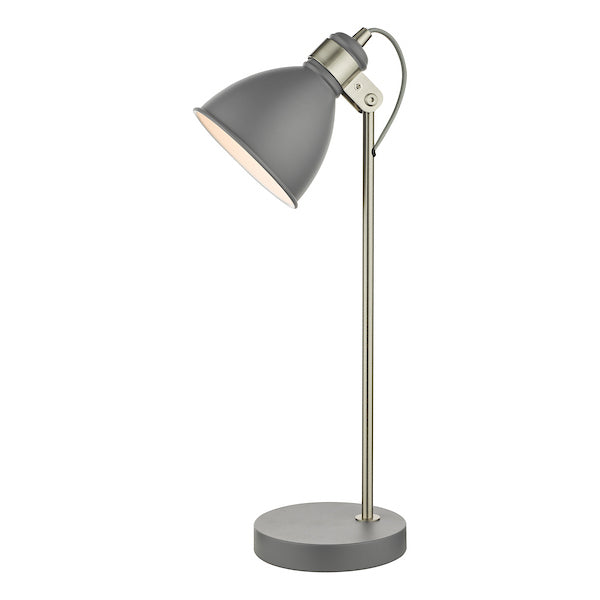 Dar Lighting Frederick Dark Grey & Satin Chrome Task Table Lamp