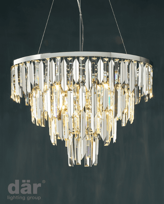 Dar Lighting Fuentes 5 Light Polished Chrome & Crystal Pendant