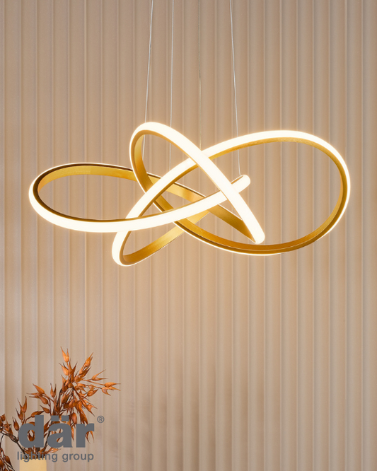 Dar Lighting Fusion Satin Gold LED Pendant