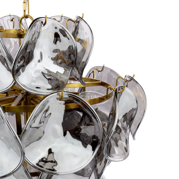 Dar Lighting Genoa 8 Light Natural Brass & Smoked Glass Pendant