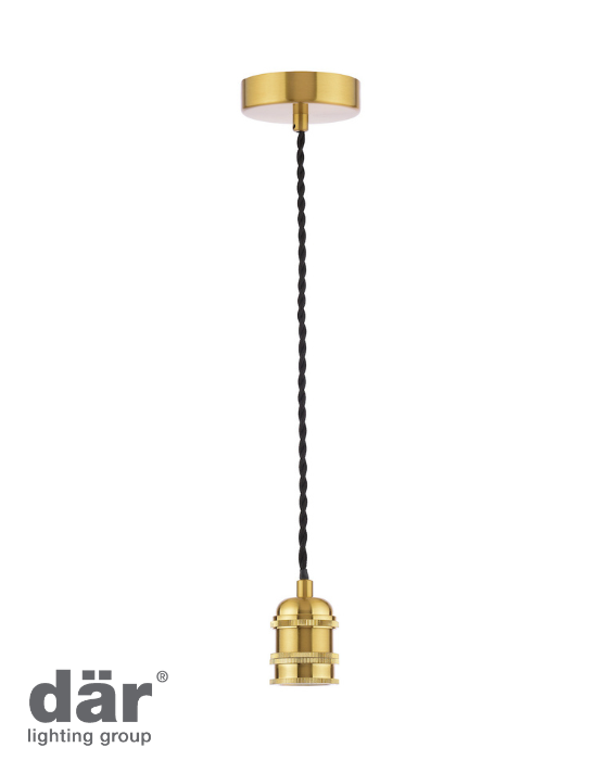 Dar Lighting George 1 Light E27 Natural Brass Suspension
